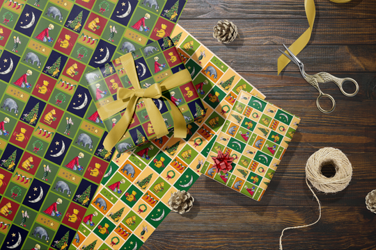 Pooh Squares Yule Wrapping Paper roll (Dark)
