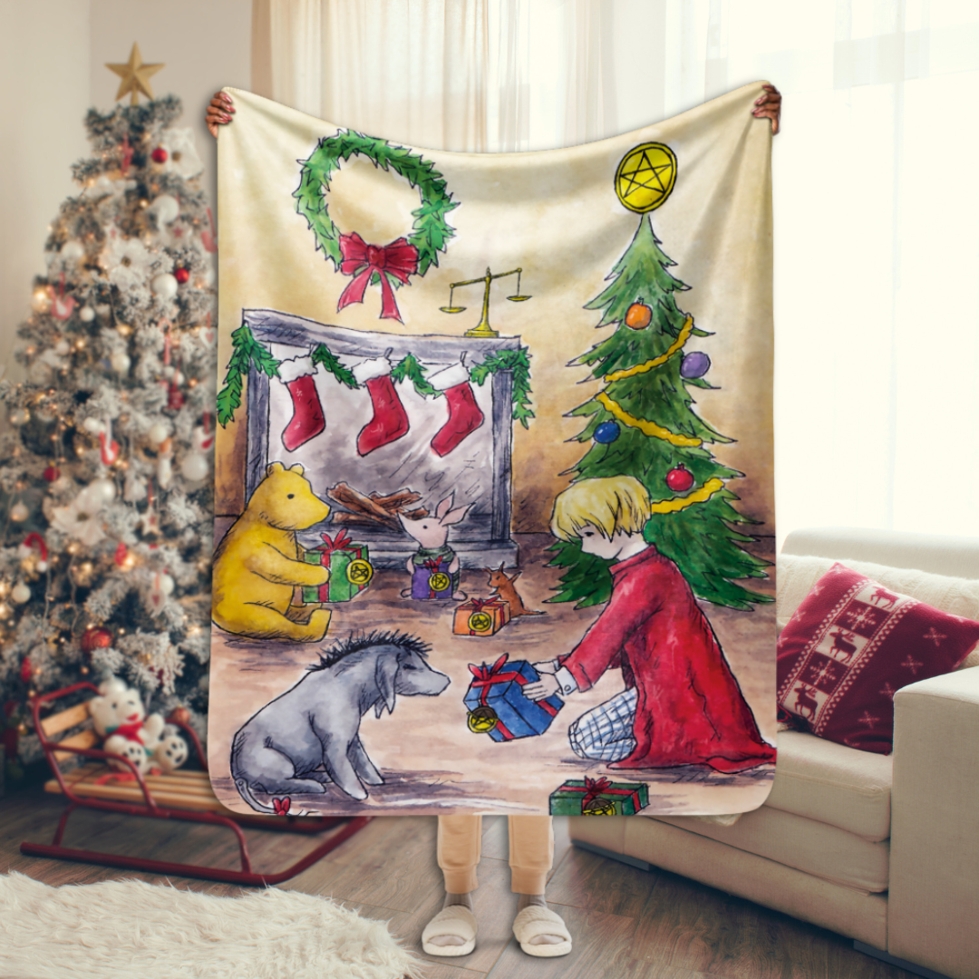 Six of Pentacles Holiday Sherpa blanket (60x80 inch)