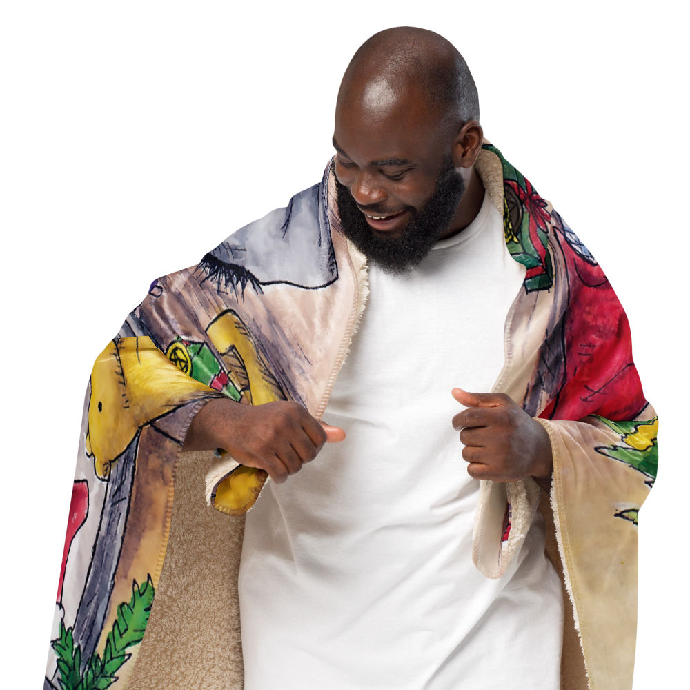 Six of Pentacles Holiday Sherpa blanket (50x60 inch)