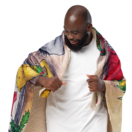 Six of Pentacles Holiday Sherpa blanket (50x60 inch)