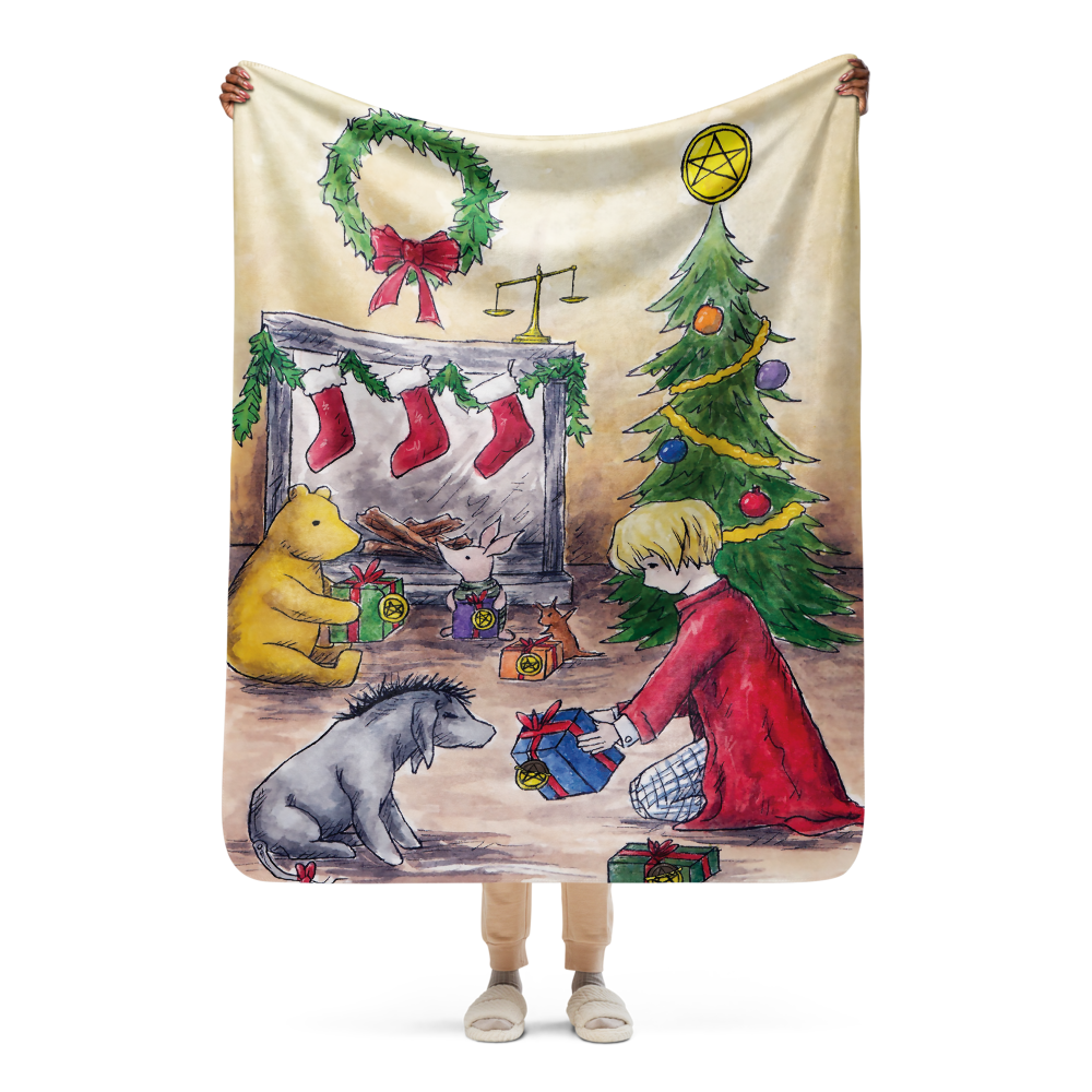 Six of Pentacles Holiday Sherpa blanket (50x60 inch)