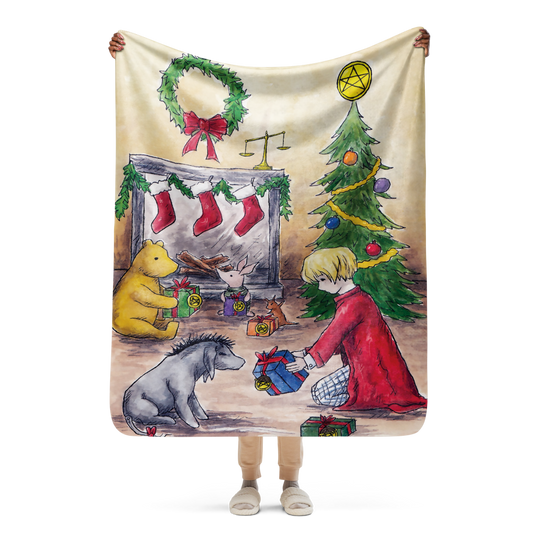 Six of Pentacles Holiday Sherpa blanket (50x60 inch)