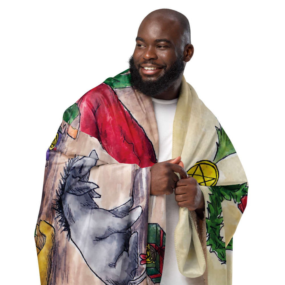 Six of Pentacles Holiday Sherpa blanket (50x60 inch)