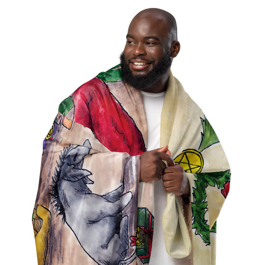 Six of Pentacles Holiday Sherpa blanket (50x60 inch)