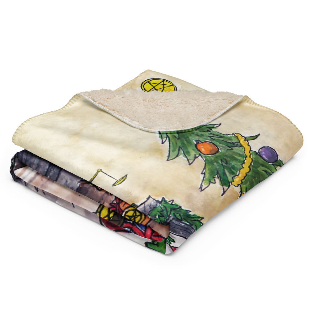 Six of Pentacles Holiday Sherpa blanket (50x60 inch)