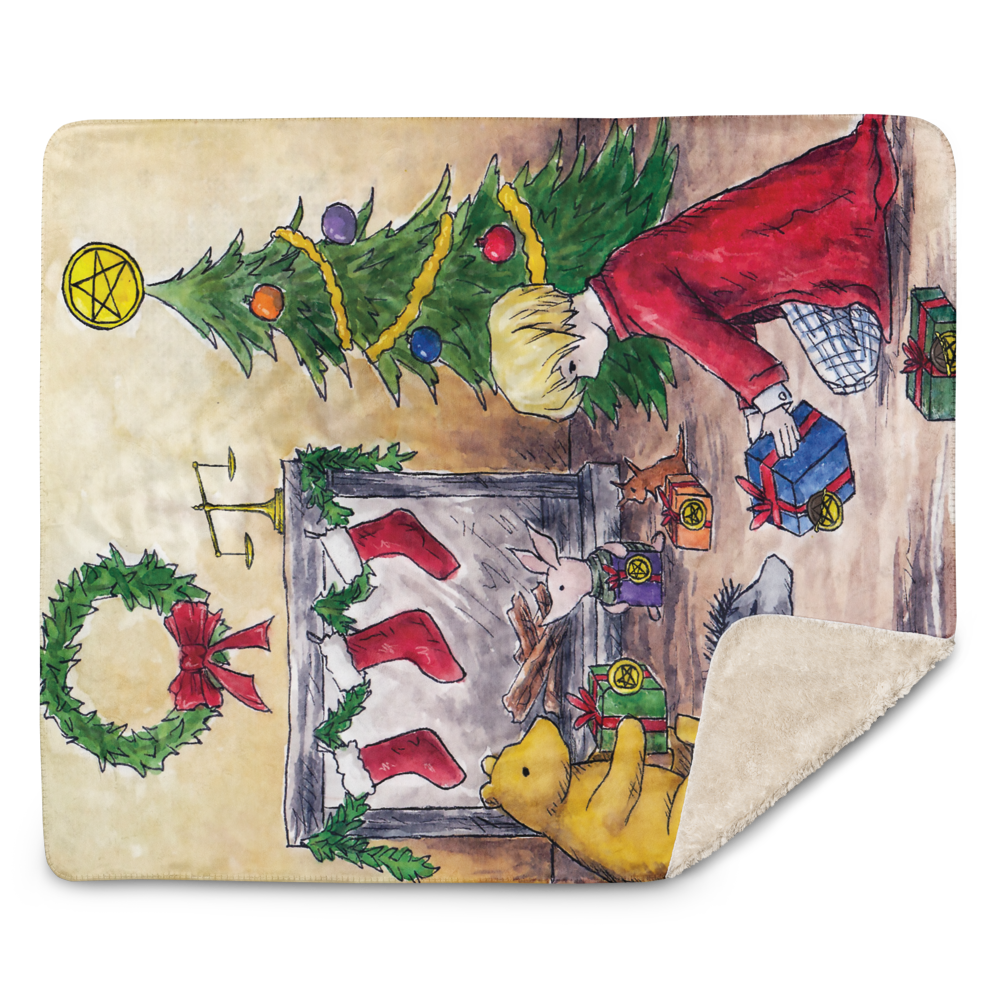 Six of Pentacles Holiday Sherpa blanket (50x60 inch)