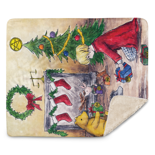 Six of Pentacles Holiday Sherpa blanket (50x60 inch)