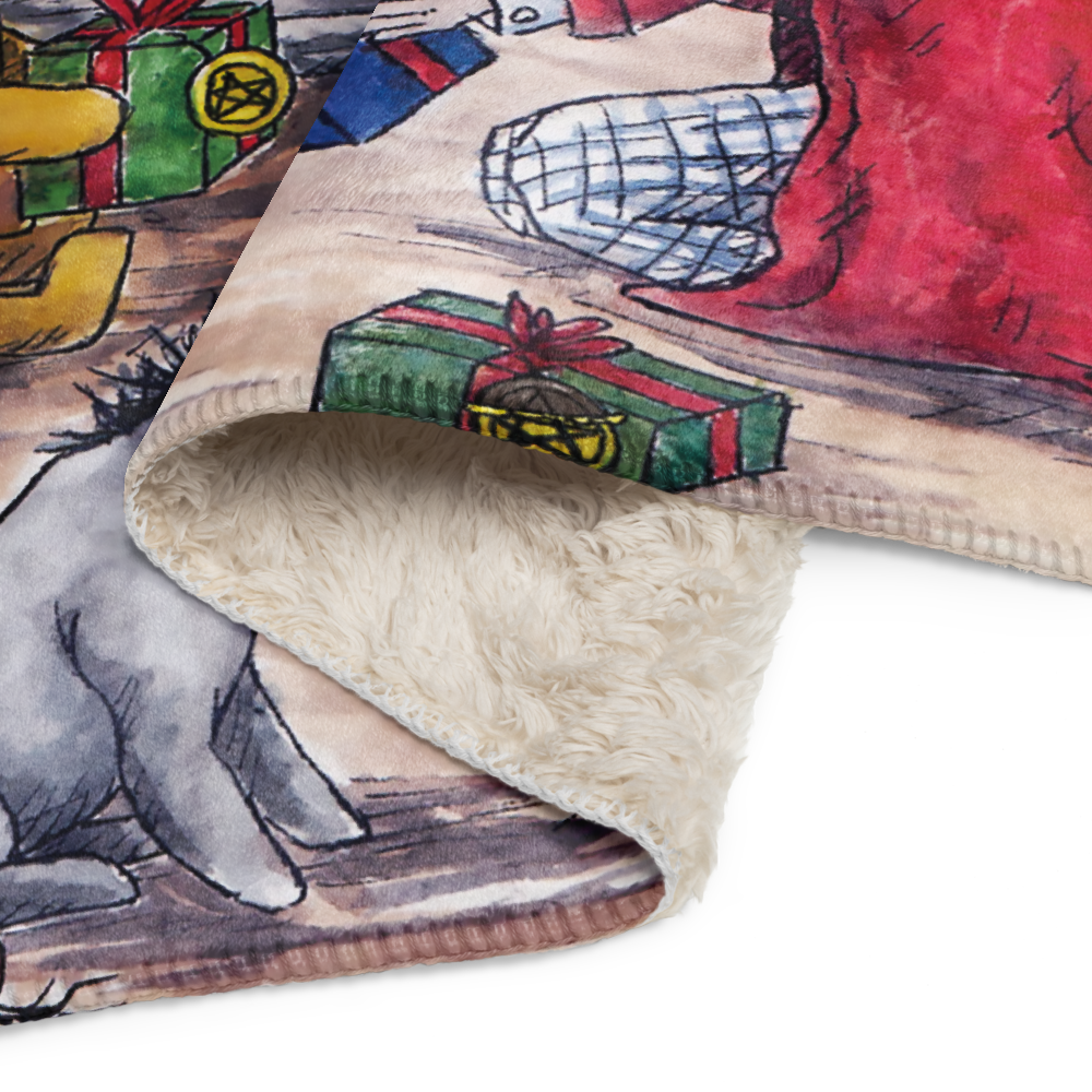 Six of Pentacles Holiday Sherpa blanket (50x60 inch)