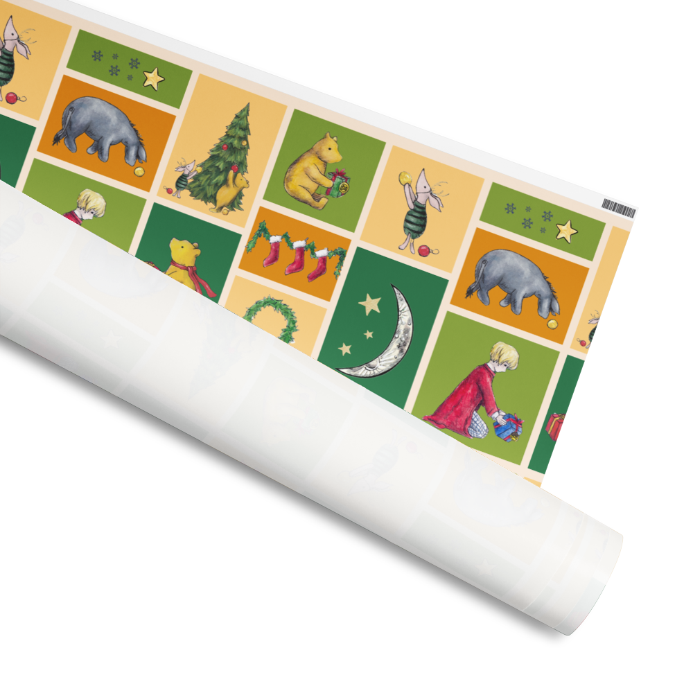 Pooh Squares Yule Wrapping Paper Roll (Light)